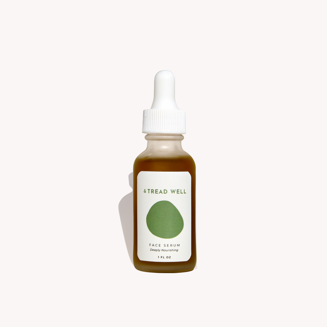 Bottle of Tread Well face serum on a white background