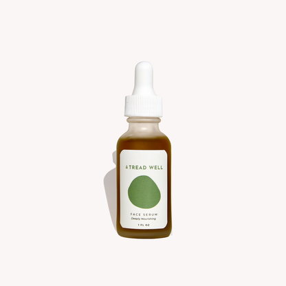 Bottle of Tread Well face serum on a white background