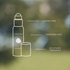 Outline of a bottle labeled 'Nectar' with text about product features on a blurred natural background.